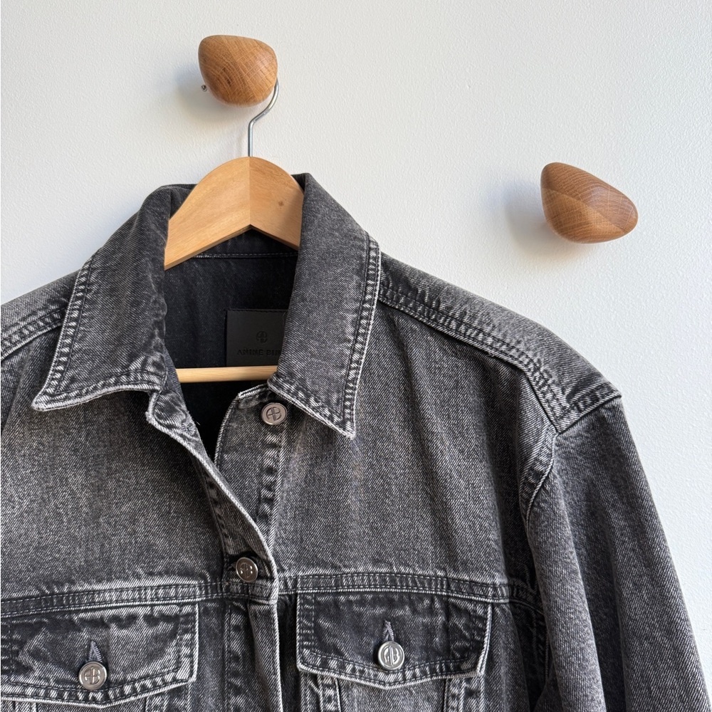 Anine Bing Charcoal Black Denim Jean Jacket - Picture 4 of 7
